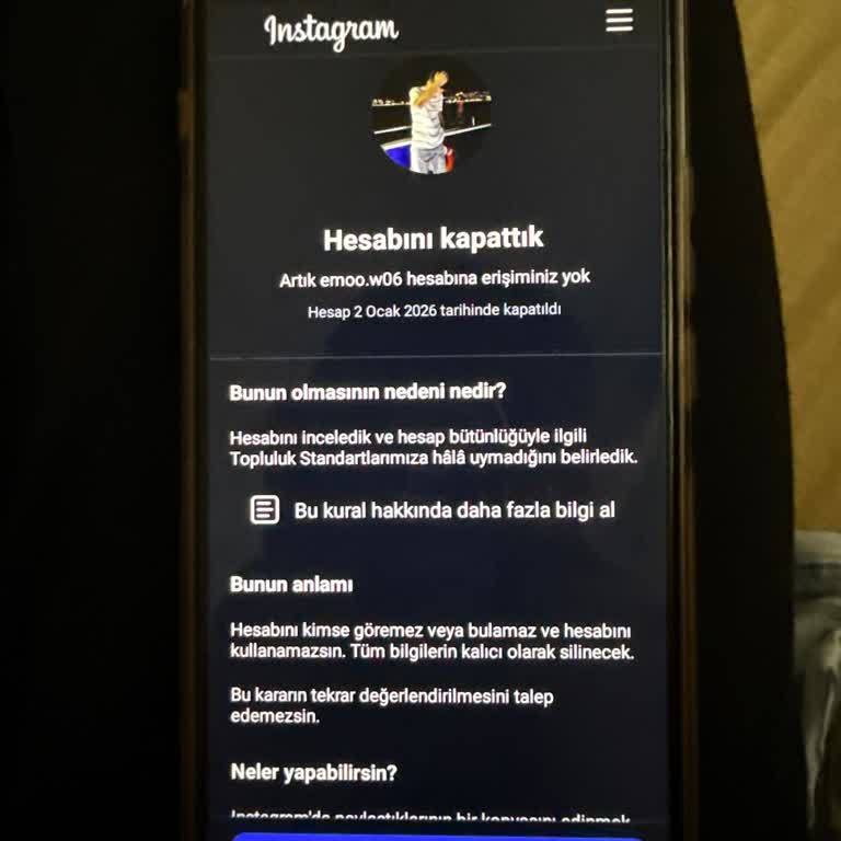 Kimlik Doğrulama Sorunu Nedeniyle Haksızca Kapatılan Instagram Hesabımın Açılmasını İstiyorum