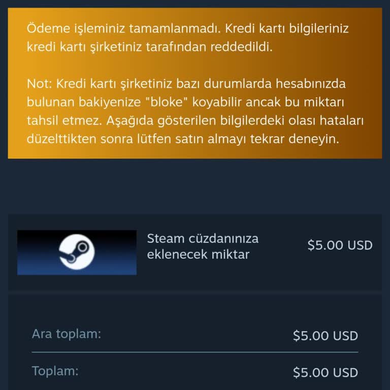 Steam'e Hadi Kart İle Bakiye Yükleyemiyorum: Banka Bloke Sorunu