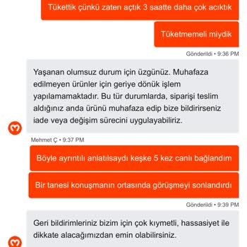 Teslim Edildi Görünse De Sipariş Gelmedi, Soğuk Ve Hasarlı Yiyecek İade Talebi