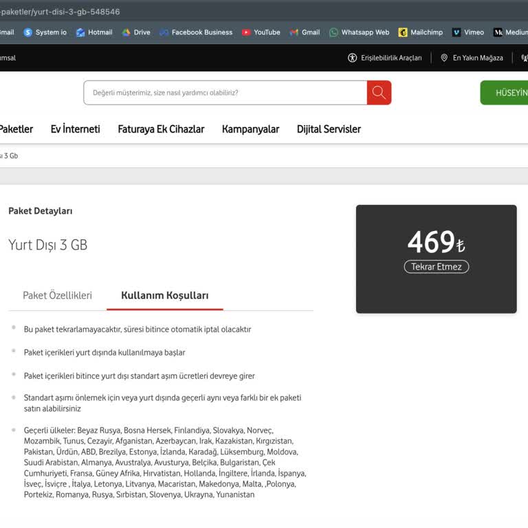 Vodafone Web Sitesindeki Yanıltıcı 3 GB İnternet Paketi Ve Gerçekleşmeyen Satın Alma