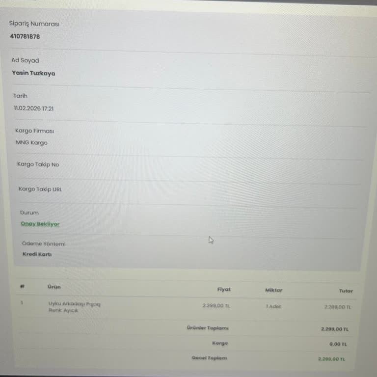 Teslim Edilmemiş Sipariş Ve Kredi Kartı İadesi İstiyorum