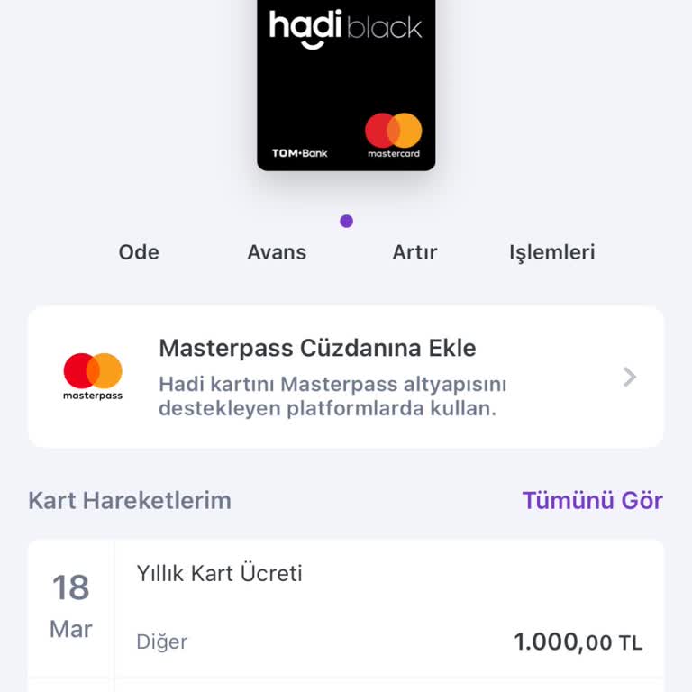 Tom Bank Hadi Kredi Kartı İçin Alınan Yıllık Aidat Ücretinin İadesi Talebi