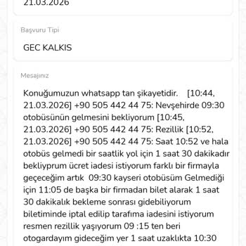 Metro Turizm Otobüsünün Gecikmesi Ve Çözüm Sağlanmaması Nedeniyle Bilet İadesi Ve Özür Talebi