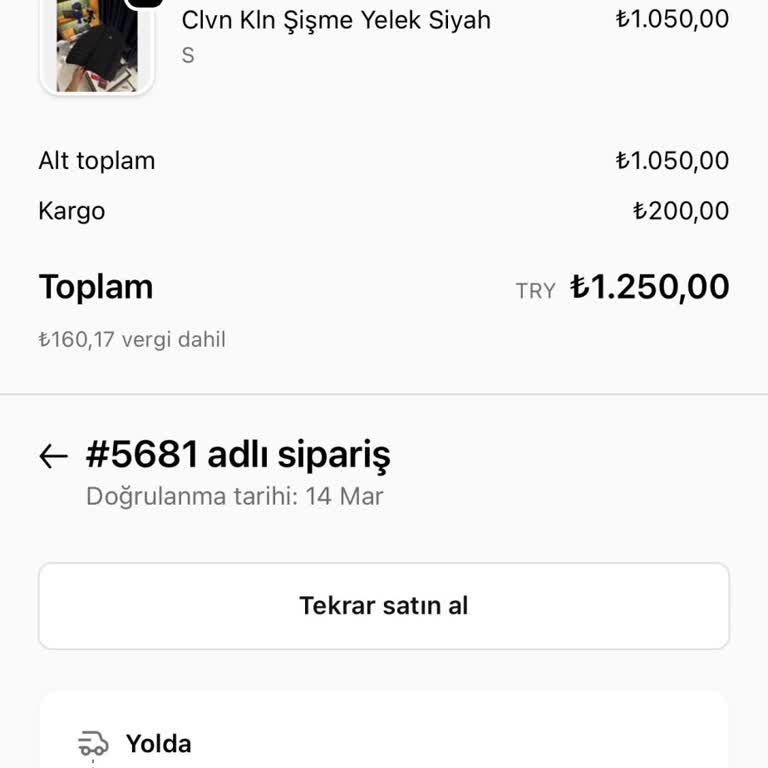 Wrose Wear'den Şişme Yelek Siparişi Kargoya Verilmedi
