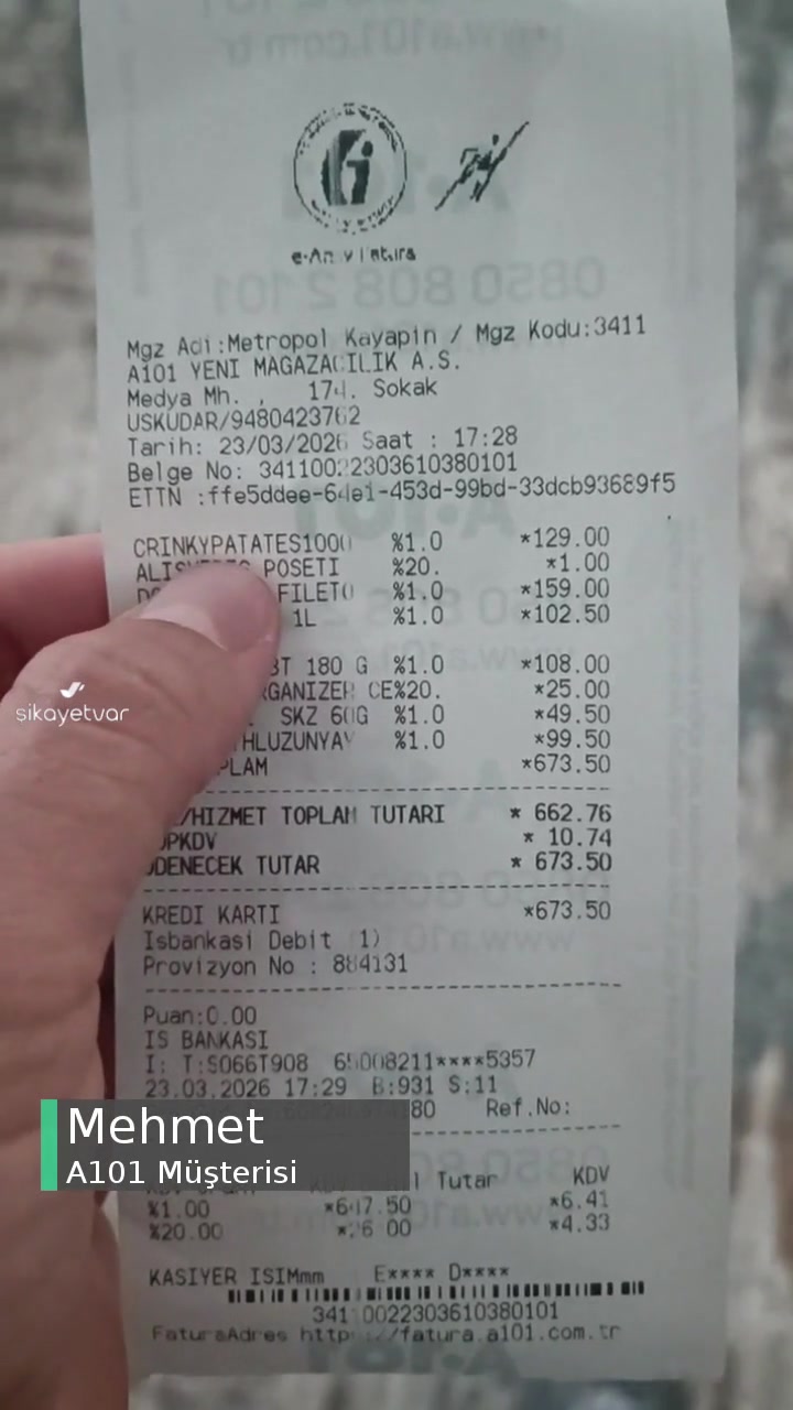 A101 Ürünün Raftaki İle Fişteki Fiyat Farkı videonun kapak resmi