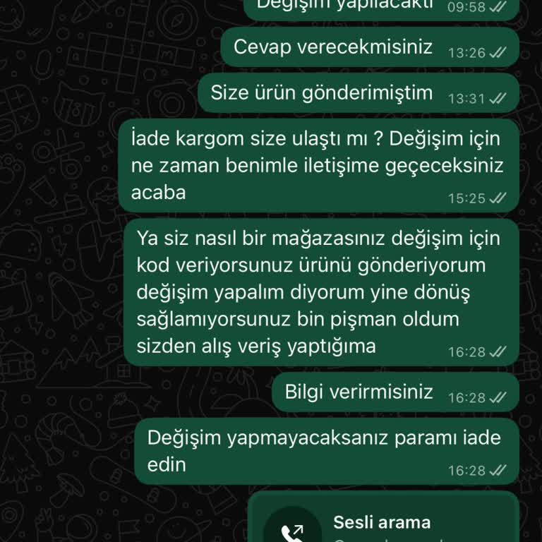 Beden Uyuşmazlığı Ve Yanıt Almama Nedeniyle İade Talebi