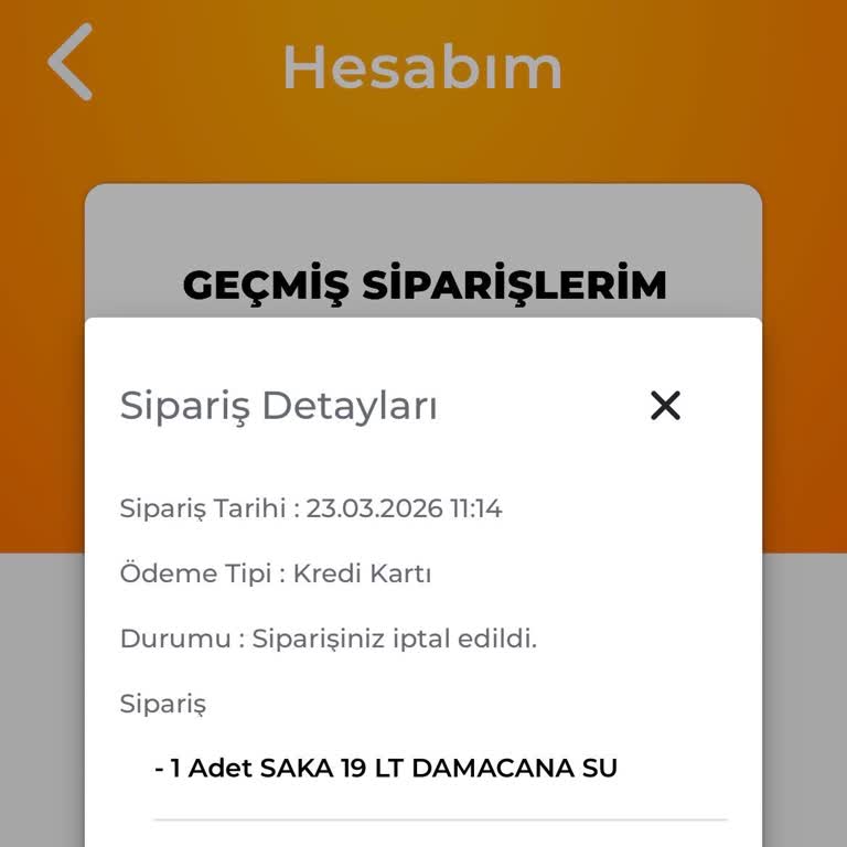 Saka Su Bayisinden Teslim Edilmeyen Sipariş Ve Açıklamasız İptal