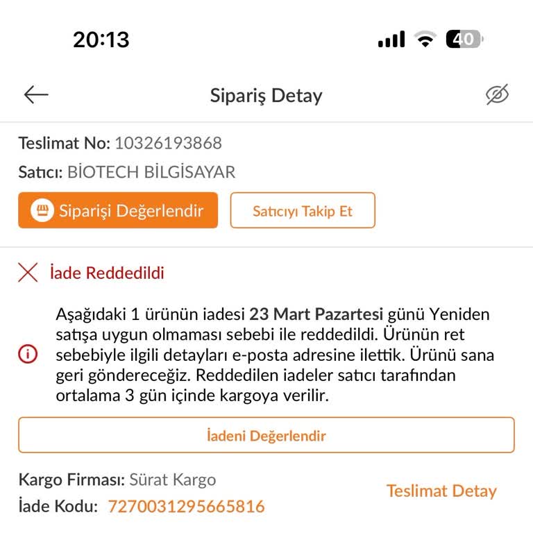 Trendyol’da Yanıltıcı İade Reddiyle Cayma Hakkı Engellendi