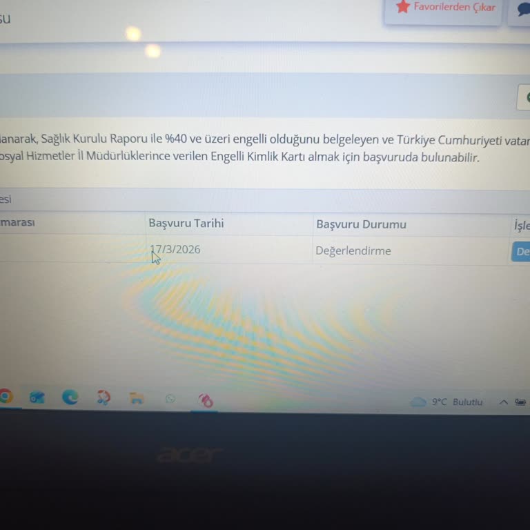 Engelli Kimlik Kartı Başvurusunun Değerlendirme Sürecinde Gecikme