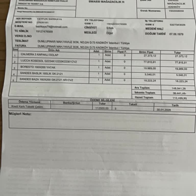 Doğtaş'tan 45 Gün Verilen Teslimat Süresinin Aşılması Ve Açıklama Eksikliği