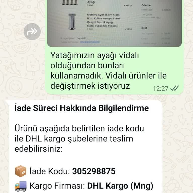 Vidalı Baza Ayakları İadesi Ve Saygısız Satıcı İletişimi