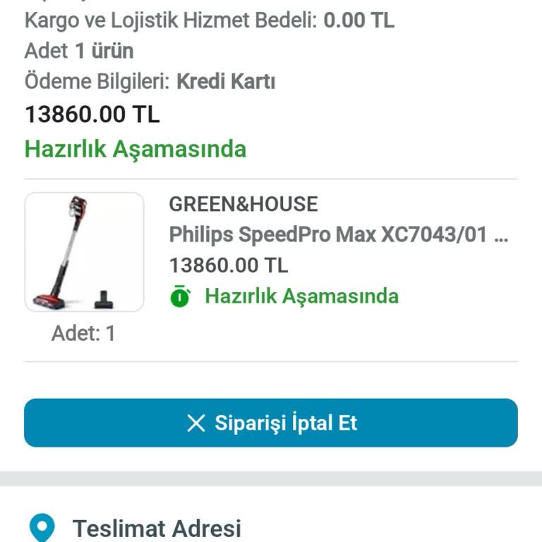 Philips Dikey Süpürge Kargo Barkodu Okunamadığı Nedeniyle Teslim Edilmedi