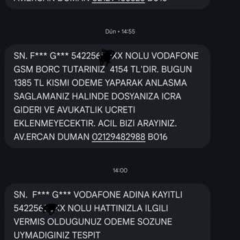 Vodafone Ve Avukatlık Bürosunun Sözünü Tutmayan Yanıltıcı Borç Mesajı