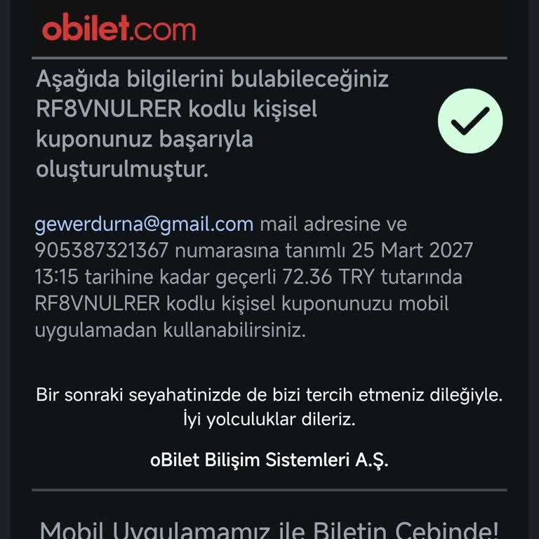 Bilet Açığa Alındı, Kesinti Olmayacağı Söylendiği Halde 72 TL Kupon Verildi