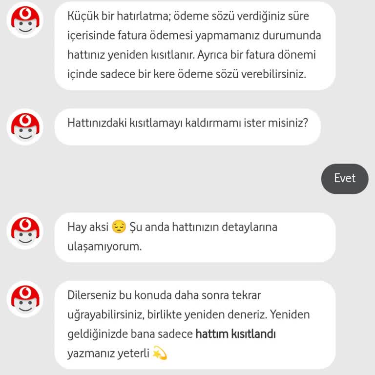 Vodafone Hattım Kısıtlandı, Canlı Destek Yardımcı Olmadı