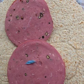 Polonez Karabiberli Dana Füme Eti İçinde Mavi Plastik Parça