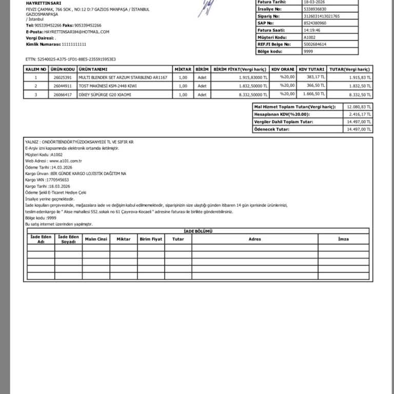 A101 Ekstra’da Bilgi Dışında İade Ve Kargo Yanıltması, Ürün Fiyatları Zamlandı