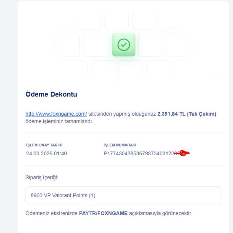 Ödeme Tamamlanmadı Ve Kullanılmış Valorant Points E-Pin Kodu İle Yaşanan Mağduriyet