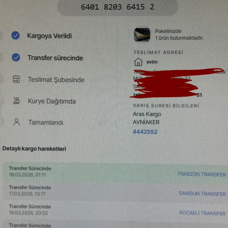 Aras Kargo Trabzon Şubesinde Teslimat Gecikmesi Ve Bilgilendirme Eksikliği