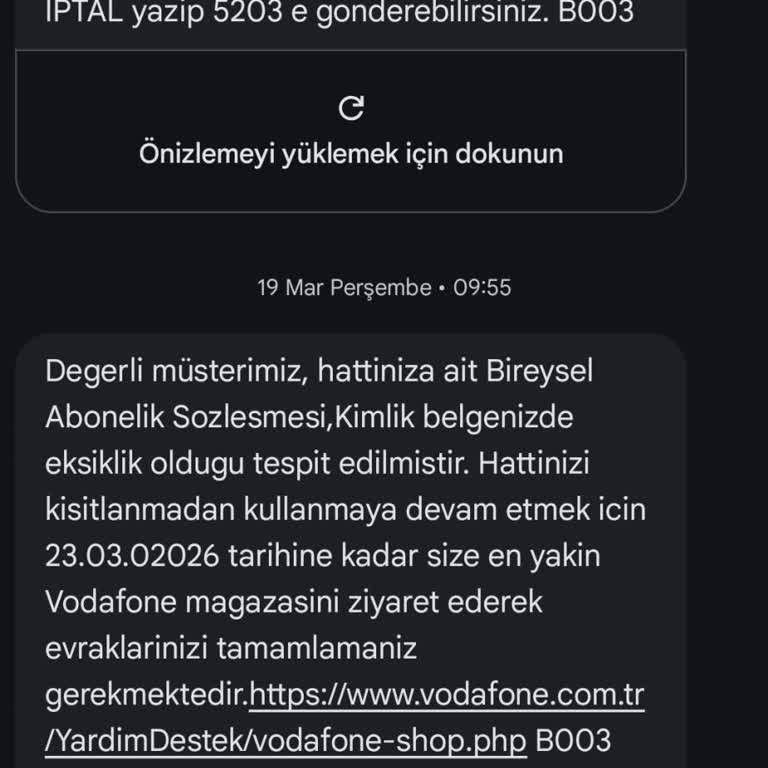 Vodafone Hattım Kapalı Ve Geri Dönüş Yok, Acil Açılmasını Talep Ediyorum