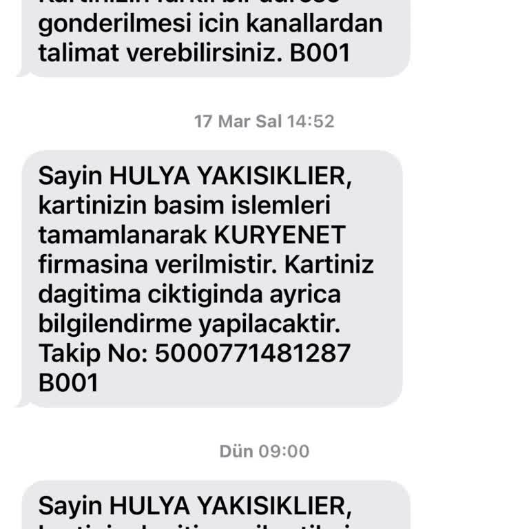 Kuryenet'ten Ziraat Bankası Kartı Uzun Süre Teslim Edilemedi