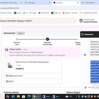 Media Markt’tan Roborock Siparişimin Gecikmesi Ve Hızlı Kargoya Verilmesi Talebi