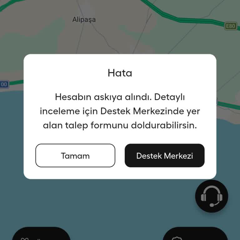 Hatalı Selfie Doğrulaması Nedeniyle Sürücü Hesabım Askıya Alındı Ve Destek Talebi Oluşturamıyorum