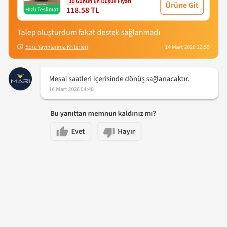 Amber Kokulu Ürün Teslim Edilmedi Ve İade Talebi