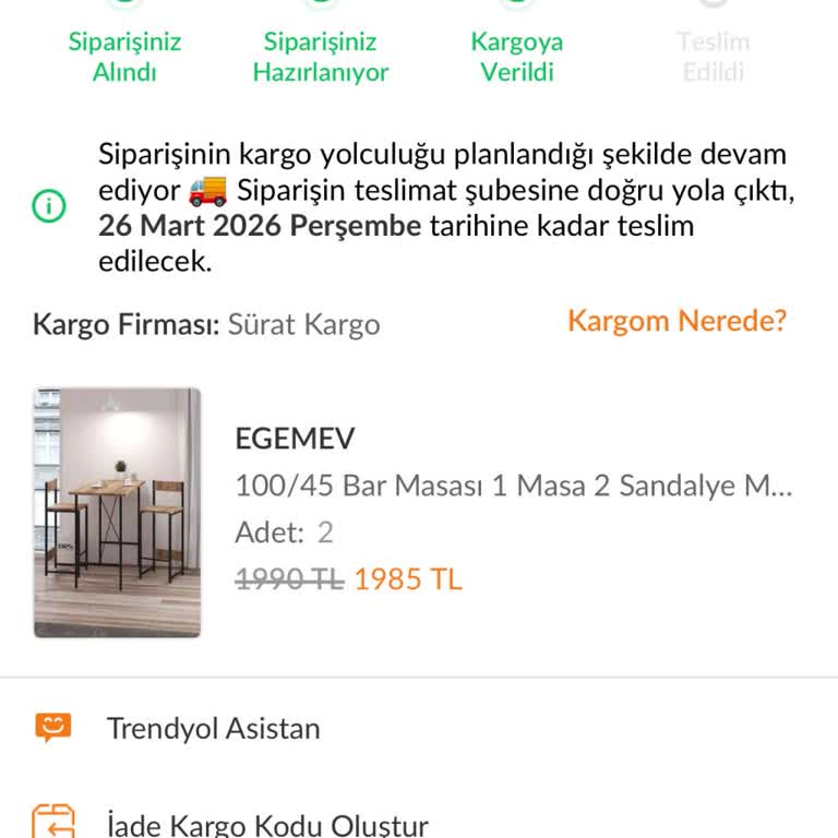 Bar Masası Takımının Teslimatı Gecikti, Açık Bilgi Talep Ediyorum