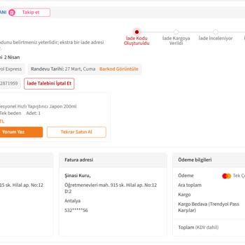 Trendyol Pass İle Aldığım Yanlış Ürün İçin Eksik İade