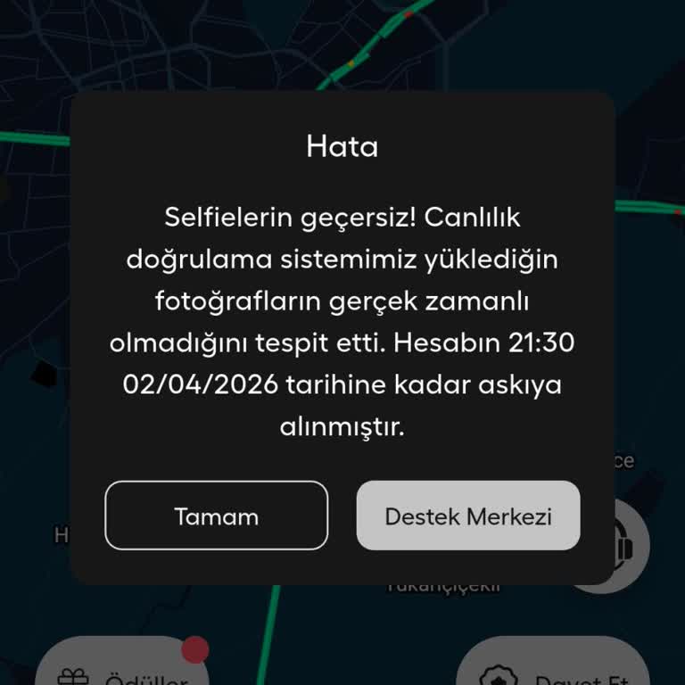 Selfie Doğrulama Hatası Nedeniyle Martı Tag Sürücü Hesabı Askıya Alındı, Destek Yanıtı Yok