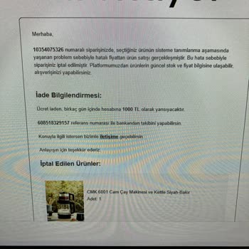 English Home Siparişimin Açıklamasız İptali Ve Tekrar Oluşturulması Talebi