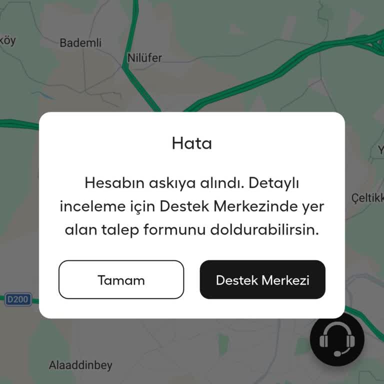 Sebep Belirtilmeyen Askıya Alınan Sürücü Hesabım Açılmadı