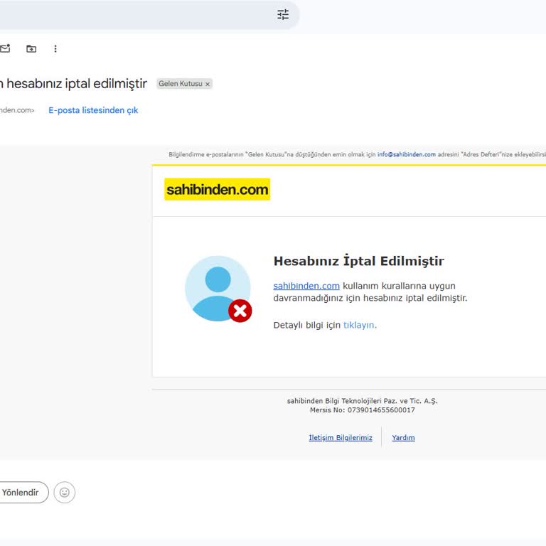 Sahibinden.com Hesabım Gerekçesiz Kapatıldı, Açıklama Bekliyorum