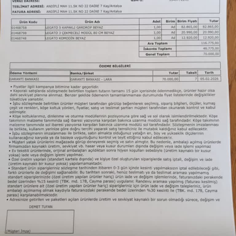 Legato Yatak Odası Takımı Teslimatı Gecikiyor Ve Mağduriyet Yaşanıyor
