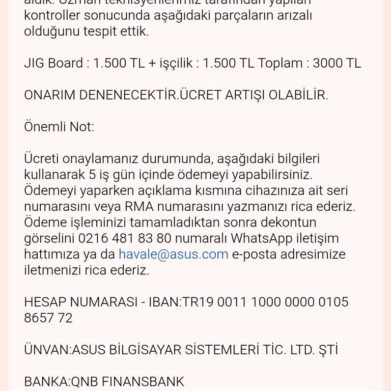 BIOS Şifresi İçin 3000 TL Ücret Talebi Ve Garanti Kapsamında Onarım İsteği