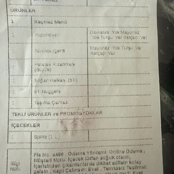 Popeyes'ta Özensiz Hazırlık Ve Ücret İadesi Talebi