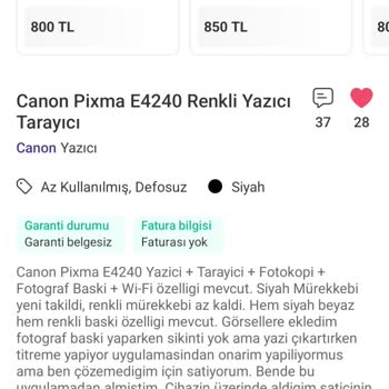 Dolap Üzerinden Satın Alınan Yazıcı Kartuşsuz Geldi: Eksik Kartuşun Gönderilmesi İstemi