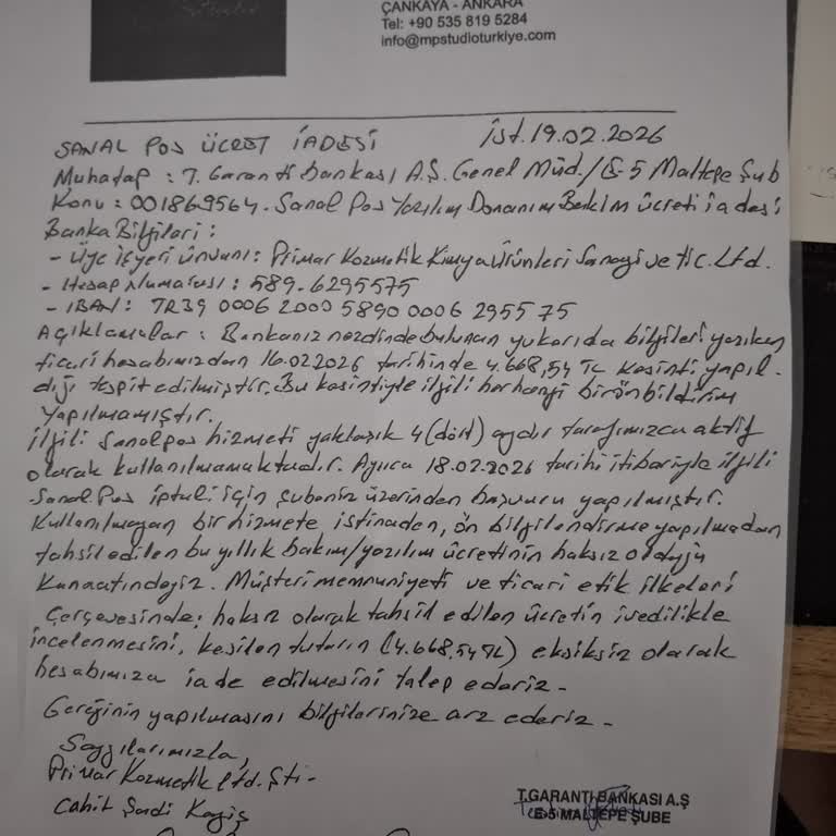 İptal Edilen Sanal POS Hizmeti İçin Haksız Kesinti Ve Geri Ödeme Talebi