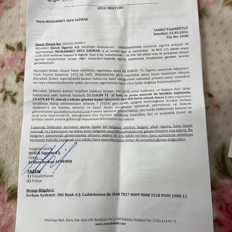 Quick Sigorta’nın Haksız Rücu Talebi Ve Kusur Ataması