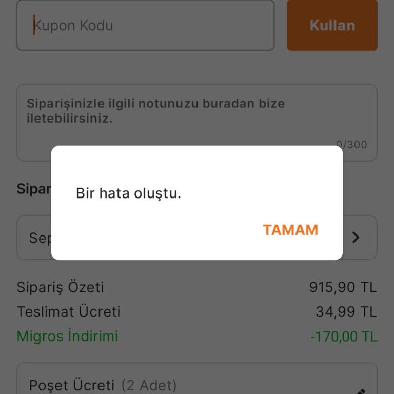 Migros Sanal Market’te Kupon Kodu Kullanılamıyor Ve Hata Mesajı Görüntüleniyor