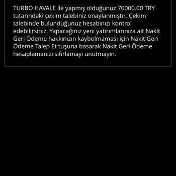 70.000 TL Çekimim Bankaya Aktarılmadı Ve Destek Yanıt Vermiyor