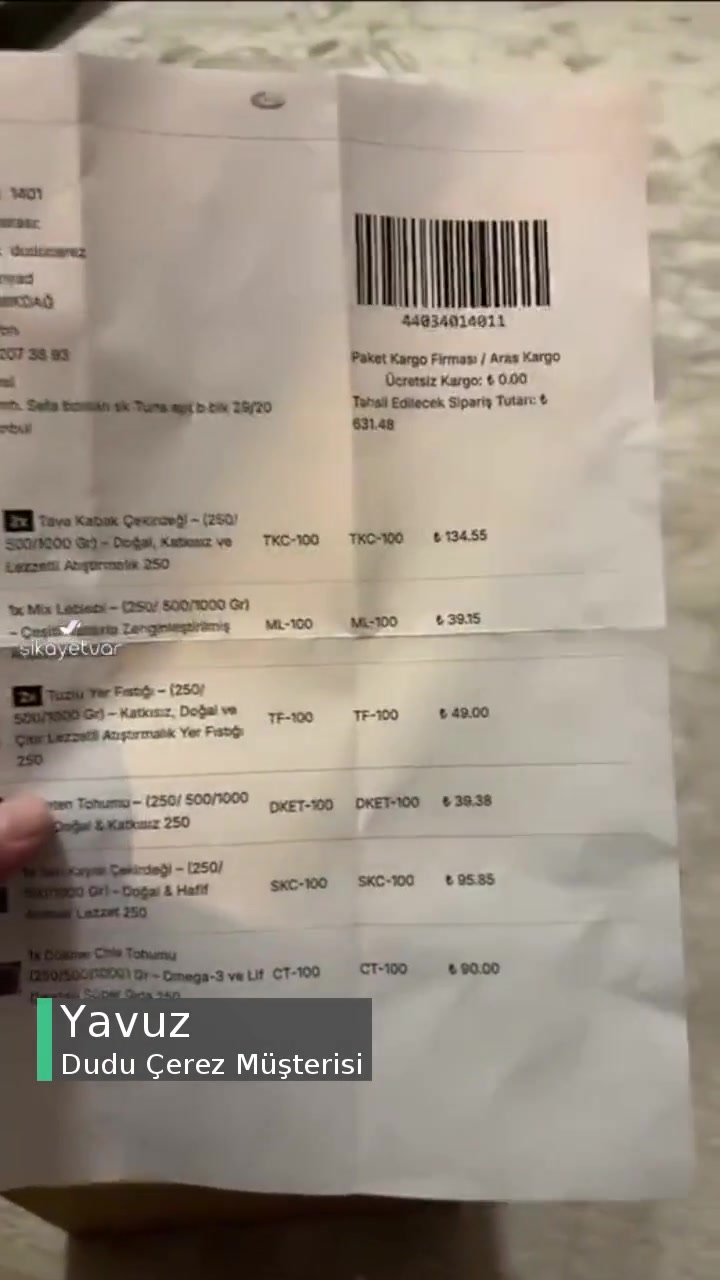 Dudu Çerez Eksik Sipariş Gönderimi videonun kapak resmi