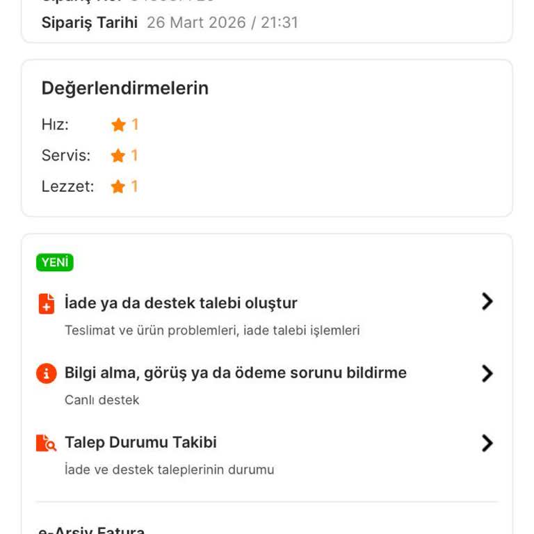 Migros Yemek Siparişimin Teslim Edilmemesi Ve İade Talebimin Cevapsız Kalması