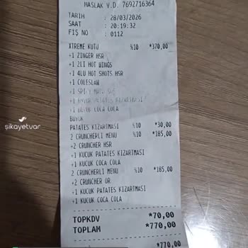 Perlavista KFC Eksik Ürün