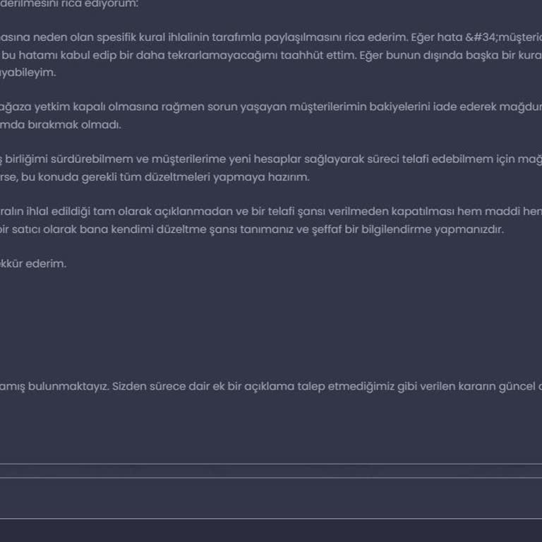 Kanıtsız Alıcı Şikayetleri Nedeniyle Süresiz Mağaza Kısıtlaması Haksız