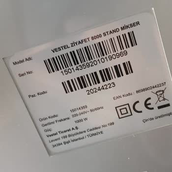 Vestel Ziyafet 8000 Mikseri Yoğurma Kabı Yok, Cihaz İşlevsiz Hale Geldi