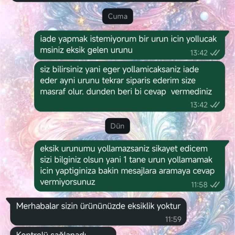 Eksik Ürün Gönderimi Ve WhatsApp Destek Hattının Umursamaz Tavrı