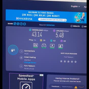 Türk Telekom 75 Mbps Sözleşmeli İnternet Hızım 44 Mbps’e Düşmüş, Acil Çözüm Talep Ediyorum!