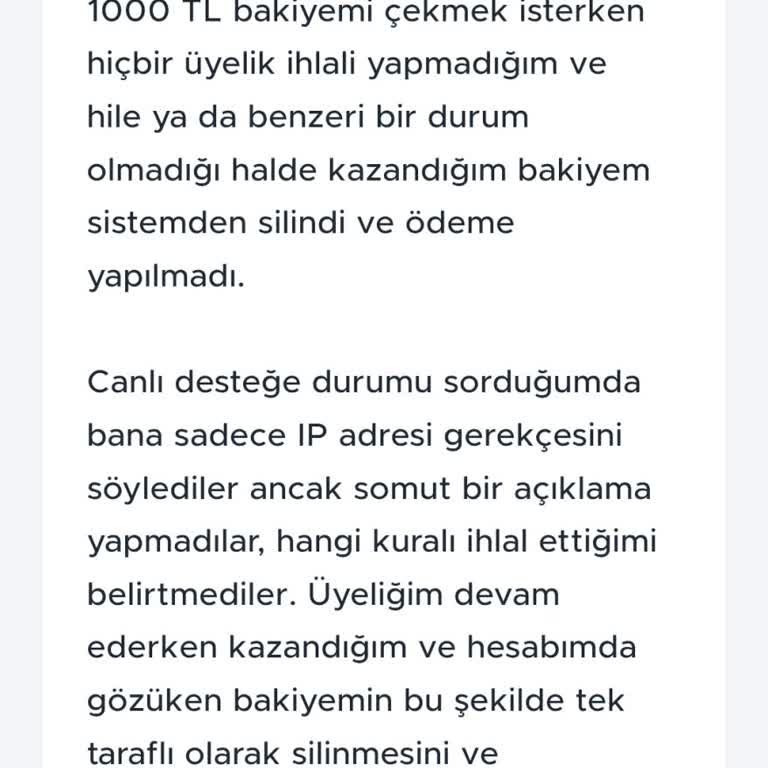 Vadicasino’da 1000 TL Bakiyenin Açıklamasız Silinmesi Ve Ödeme Talebi